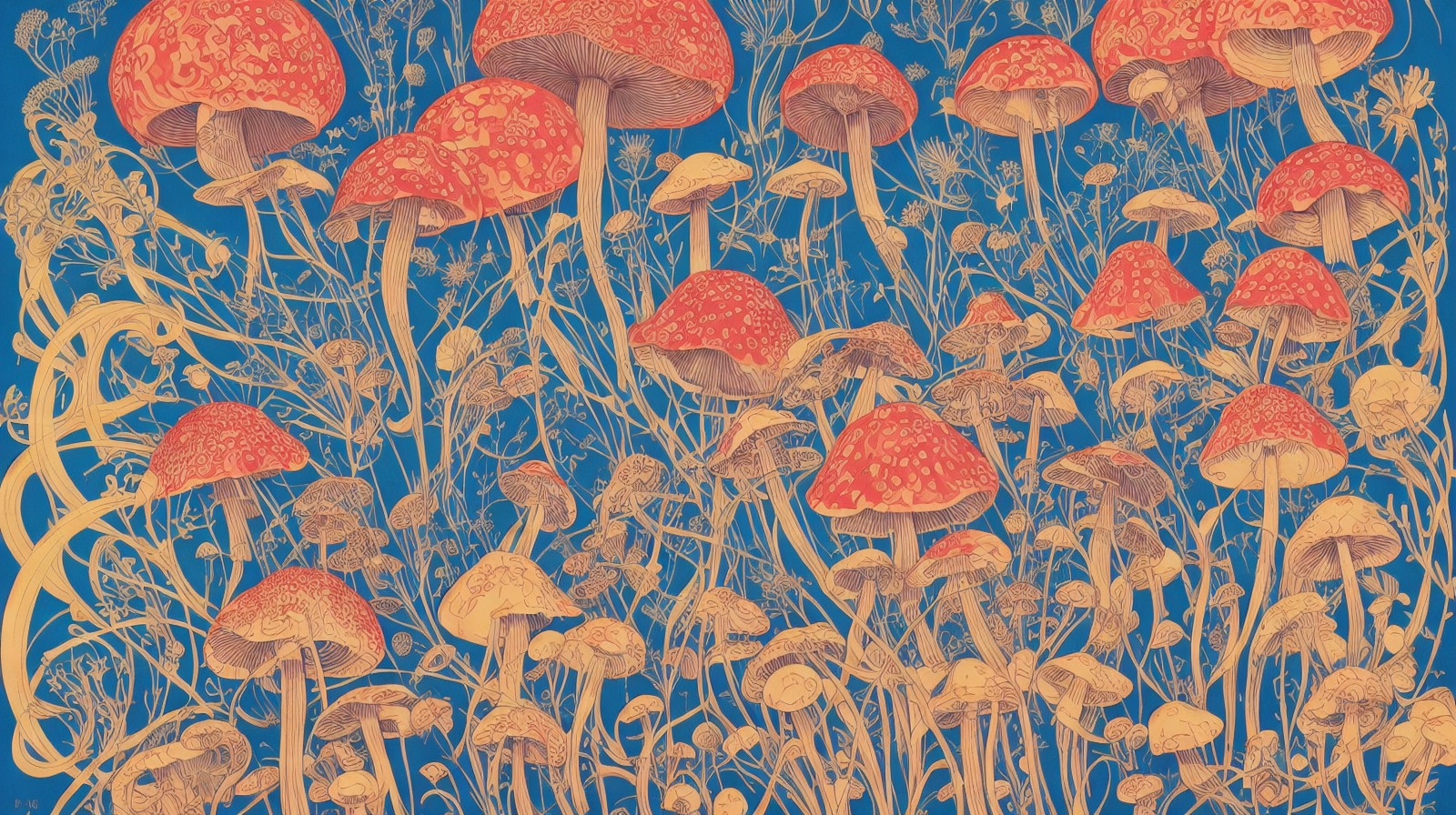 各式各样的蘑菇图案装饰画